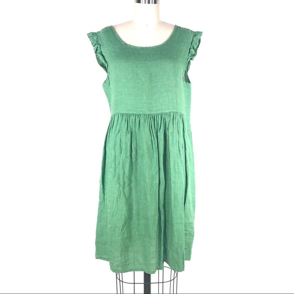 Alexandre Laurent PARIS Green Linen Dress Easter